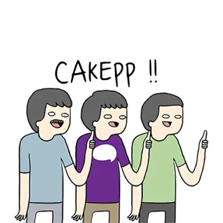 👍 CAKEPP !! Cartoon, Daumen hoch, Freunde, Gruppe, Cakepp telegram sticker