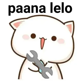 😋 paana lelo gato, llave inglesa, dibujo animado, animal whatsapp sticker