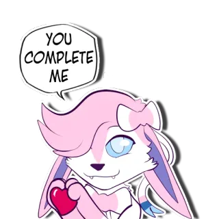 💜 YOU COMPLETE ME dễ thương, trái tim, tình yêu, Sylveon, Pokémon, hoạt hình, anime telegram sticker