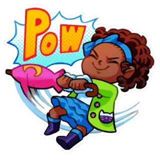 ☂️ POW pegatina, dibujos animados, pow, niña, niño, jugar, juguete telegram sticker