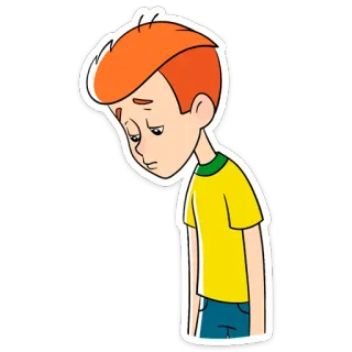 ☹️ Desenho animado, Triste, Menino, Personagem, Adesivo telegram sticker