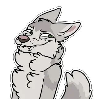 🧽 wolf, zelfgenoegzaam, dier, furry, schattig, grijs, cartoon telegram sticker