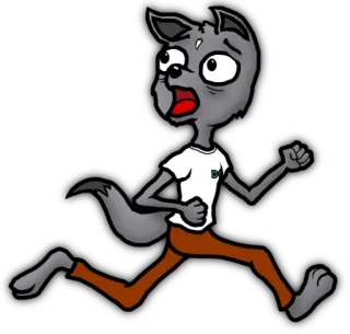 🏃 wolf, cartoon, laufend, verängstigt, tier telegram sticker