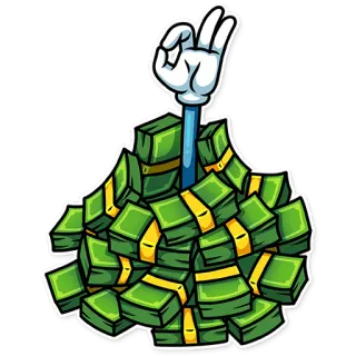 👌 denaro, ok, ricchezza, successo, cartoni animati, contanti telegram sticker