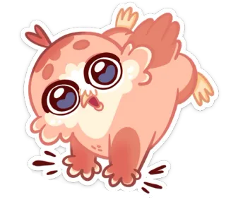 👇 сова, птица, милый, животное, мультик, наклейка telegram sticker