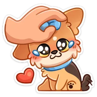 😢 chiot, chien, animal de compagnie, mignon, coeur, animal, autocollant, pleurer telegram sticker