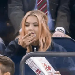 🍾 Frau, blonde Haare, essen, Essen, Snack telegram sticker