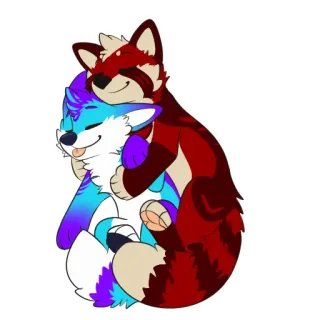 🤗 panda rojo, zorro, abrazo, amistad, dibujos animados, animal, lindo telegram sticker