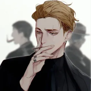 🚬 đàn ông, thuốc lá, hút thuốc, anime, nhân vật whatsapp sticker
