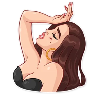 😵 여자, 글래머, 골드, 미, 흑발, 패션, 인물사진, 보석 telegram sticker