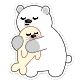 👐 orso, foca, abbraccio, carino, cartone animato, animale, amicizia telegram sticker