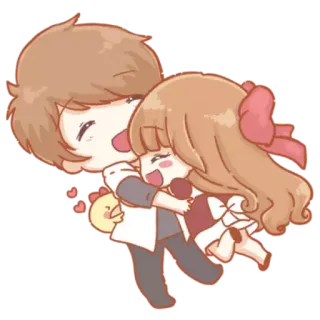 😄 love, hug, couple, cartoon, affection, cute telegram sticker
