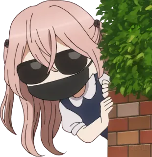 🥸 Anime, Personagem, Óculos de sol, Máscara, Garota telegram sticker