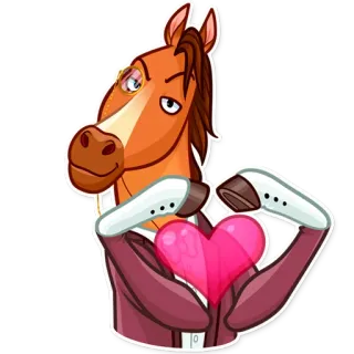 ❤️ cheval, coeur, amour, dessin animé, animal, autocollant telegram sticker