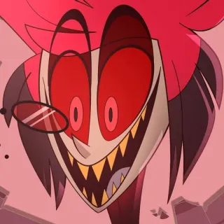 🍾 Alastor Hazbin Hotel demon, uśmiechnięty, czerwony, animacja, kreskówka, hotel telegram sticker