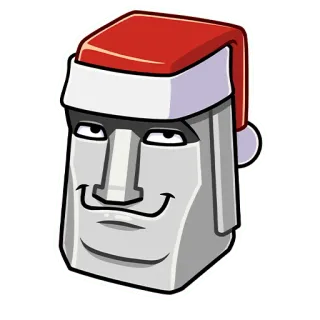 🗿 Moai, Ilha de Páscoa, Estátua, Natal, Gorro de Papai Noel, Meme telegram sticker