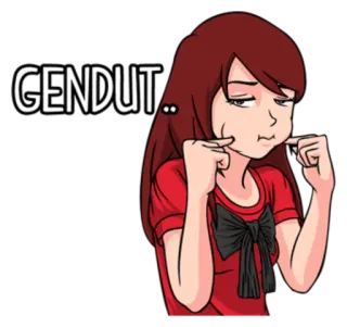 😶 GENDUT ragazza, anime, cartone animato, capelli rossi, pizzicotto sulla guancia whatsapp sticker