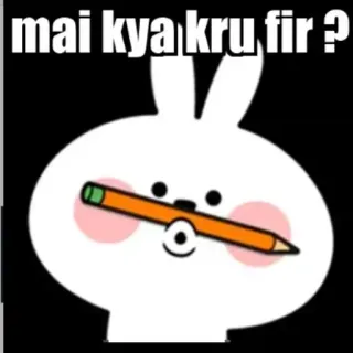 🧐 mai kya kru fir ? coniglio, matita, carino, cartone animato whatsapp sticker