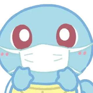 😷 Squirtle 꼬부기, 포켓몬, 만화, 귀여운, 스티커, 마스크 whatsapp sticker