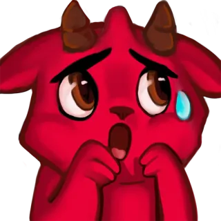 😢 animal, scared, demon, cartoon, cute, red telegram sticker
