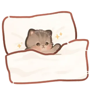 ✨ kucing, anak kucing, tidur, tempat tidur, lucu, hewan, peliharaan, kartun whatsapp sticker