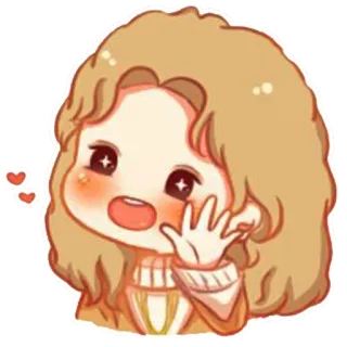 😃 만화, 소녀, 귀여운, 이모티콘, 스티커, 행복, 손 흔드는 telegram sticker