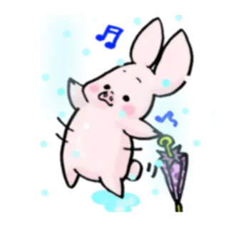💃 кролик, мультик, дождь, зонт, музыка, милый, животное, каваий telegram sticker