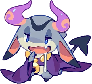 🤤 cartoon, demon, monster, chibi, cute, purple, fantasy telegram sticker