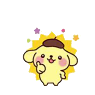👍 Pompompurin Pompompurin, Sanrio, perro, dibujos animados, lindo, kawaii, pulgar arriba whatsapp sticker