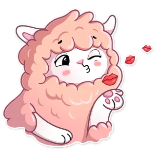 😘 Lama, Alpaka, süß, Kuss, Tier, Cartoon whatsapp sticker