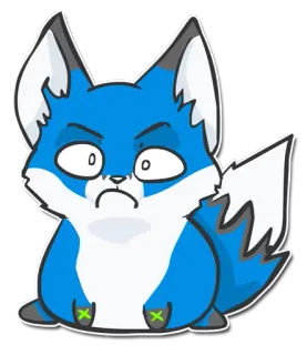 😠 สุนัขจิ้งจอก, การ์ตูน, สัตว์, สติกเกอร์, สีน้ำเงิน, ภาพประกอบ whatsapp sticker