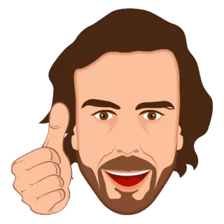 👍 Mann, Daumen hoch, Cartoon, Porträt, Illustration, Zustimmung, Positiv telegram sticker