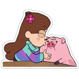 😘 Mabel Pines Gravity Falls Gravity Falls, Mabel Pines, Waddles, cartoon, pig, friendship, hug telegram sticker
