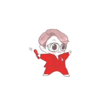 🕺 Chibi, Kawaii, Anime, Kreskówka, Postać, Czerwony, Okulary, Mikrofon telegram sticker