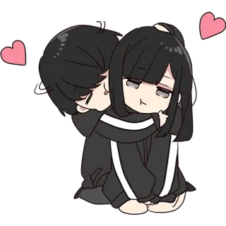 😍 pareja, amor, corazones, dibujos animados, abrazo, lindo whatsapp sticker