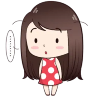 😕 만화, 소녀, 스티커, 귀여운, 충격받은 whatsapp sticker