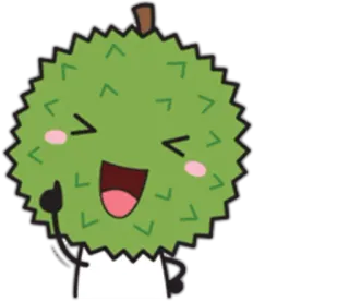 😆 Durian, Owoc, Emoji, Naklejka, Kreskówka, Kciuk w górę telegram sticker