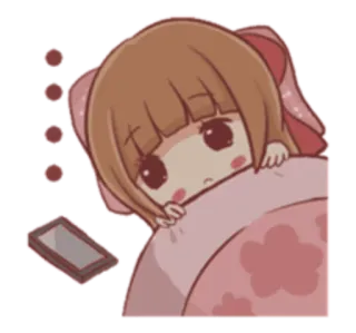 🛌 Anime Mädchen, Cartoon, Süß, Kawaii, Schläfrig, Bett, Erröten, Sticker telegram sticker