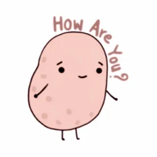 💭 How Are You? aardappel, vraag, groet, schattig, cartoon, eten whatsapp sticker