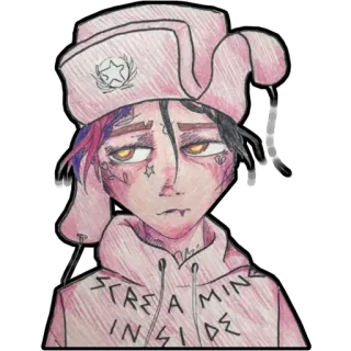 😒 SCREAMING INSIDE portret, różowy, fanart, rysunek telegram sticker