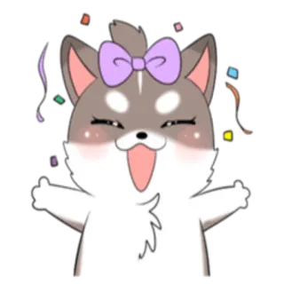 🎉 cane, cucciolo, carino, festa, coriandoli, cartone animato, animale telegram sticker