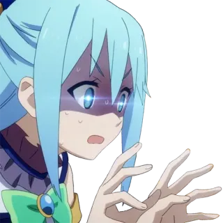 😦 Aqua Konosuba anime, ragazza, capelli blu, Konosuba, personaggio, Aqua, divertente telegram sticker