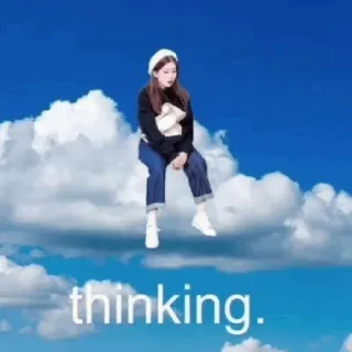 🤔 thinking. thinking, woman, clouds, sky, daydreaming telegram sticker