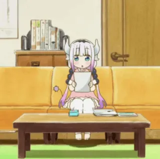 🍥 Kanna Miss Kobayashi's Dragon Maid Anime, Drache, Kanna, Chibi, Süß, Cartoon whatsapp sticker