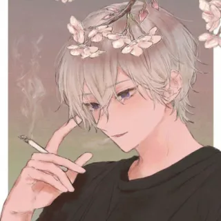 🚬 Anime, Hút thuốc, Thuốc lá, Chân dung, Nam, Nghệ thuật whatsapp sticker