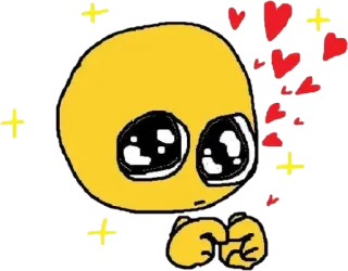 🥰 Emoji, Fofo, Kawaii, Corações, Amarelo, Brilhos whatsapp sticker