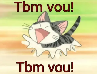 🏃 Tbm vou! кот, мультфильм, милый, аниме, текст whatsapp sticker