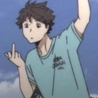 🗞 Aoba Johsai Volleyball 애니메이션, 가운데 손가락, 제스처, 캐릭터, 일러스트 whatsapp sticker