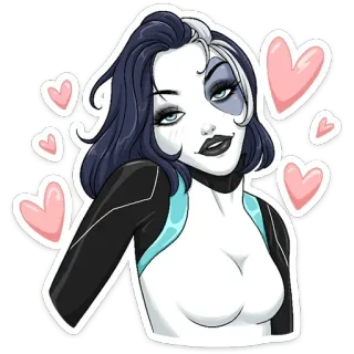 💘 Domino Dominó, Marvel, Superhéroe, Dibujos animados, Pegatina whatsapp sticker