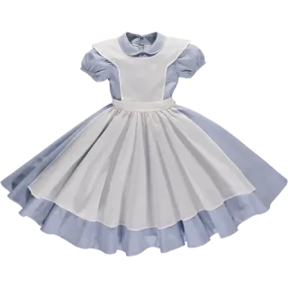 🌟 jurk, kleding, schort, vintage, blauw, wit, cosplay telegram sticker